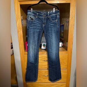 Miss Me Distressed Dark Blue Women's Bootcut Jeans